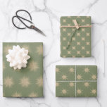 Simple Modern Gold Starburst Soft Green Christmas Wrapping Paper Sheet<br><div class="desc">Simple modern gold starburst Christmas wrapping paper sheets. Simple modern gold star designs with complimentary design elements in a stylish soft green and gold holiday colour palette.</div>