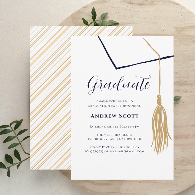 Simple Modern Gold Tassel Graduation Party Invite (Creator Uploaded)