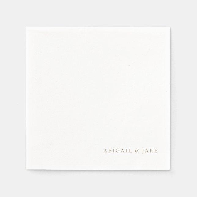 Simple Modern Gold Text Names Wedding  Napkins (Front)