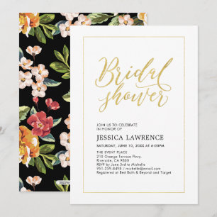 Simple Modern Gold Tropical Wedding Bridal Shower Invitation