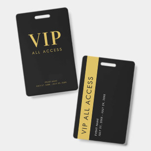 Simple Modern Gold VIP All Access Pass Event ID Badge