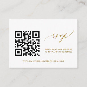 Simple Modern Gold Wedding RSVP QR Code Enclosure Card