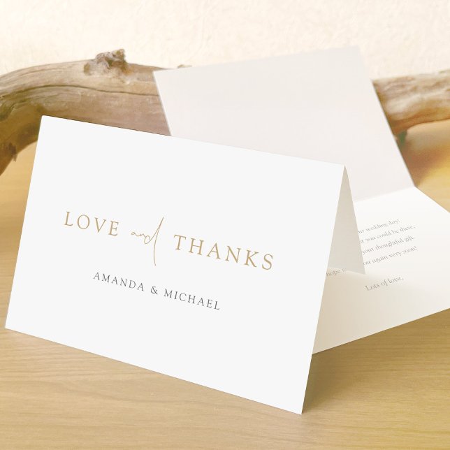 Simple Modern Gold Wedding Thank You Note Card  (Creator Uploaded)