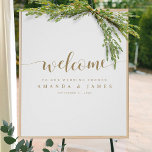 Simple Modern Gold White Couple's Shower Welcome Poster<br><div class="desc">We've given this simple, lively couple's shower welcome poster template a splash of panache with 'Welcome' in a flowing modern font. We love the stylized, elongated flourish at both ends of the word. This and the other text is an elegant gold tone called California Gold. Use the intuitive editing tools...</div>