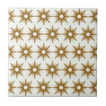 Simple Modern Gold White Starburst Pattern Tile<br><div class="desc">Mid-century modern inspired design featuring classic pattern of gold starbursts on a white background. Simple, clean modern design. Create your own custom pattern by uploading a new image, or use the "message" button to contact the designer for help. To create your own patterned design: 1. Select personalise this template. 2....</div>