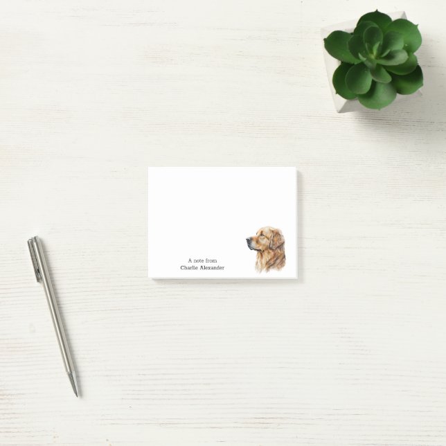 Simple Modern Golden Retriever Personalised Post-it Notes (Office)