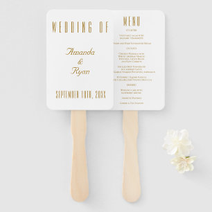 Simple Modern Golden Script Wedding Menu Hand Fan
