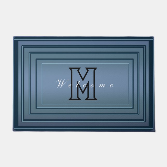 Simple Modern gradient Welcome Hand Script Monogra Doormat (Front)