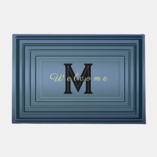 Simple Modern gradient Welcome Script Monogram Nam Doormat