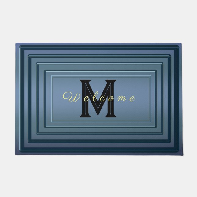 Simple Modern gradient Welcome Script Monogram Nam Doormat (Front)