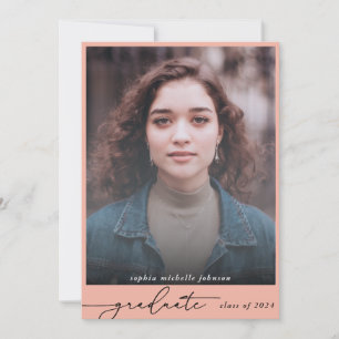 Simple Modern Graduate Script Photo Party   Pink Invitation
