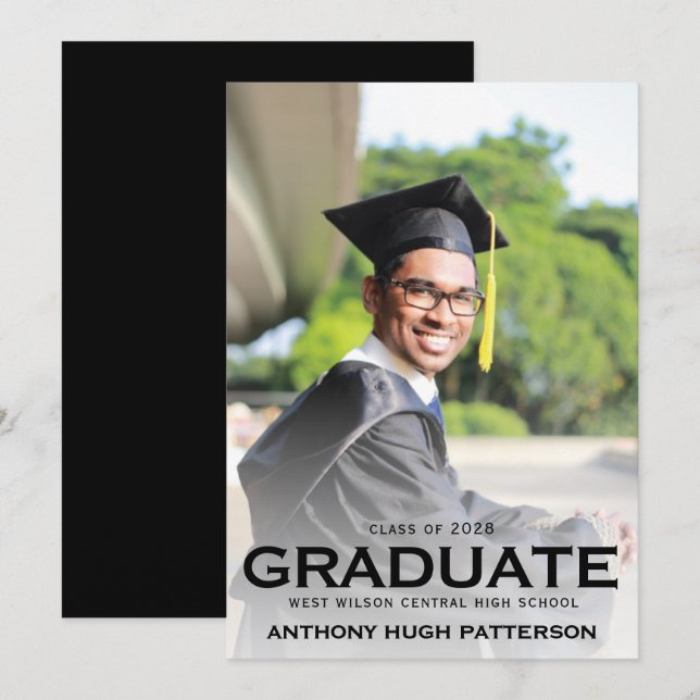 Simple Modern Graduation Announcement Flat Card (Front/Back)