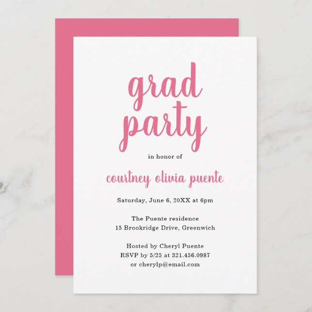Simple Modern Graduation Party Invitation (Front/Back)