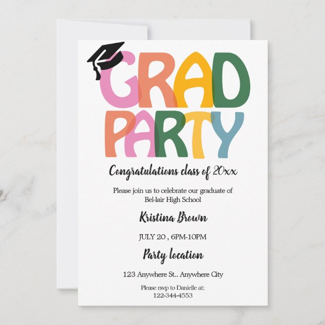 Simple Modern Graduation Party  Invitation (Front)