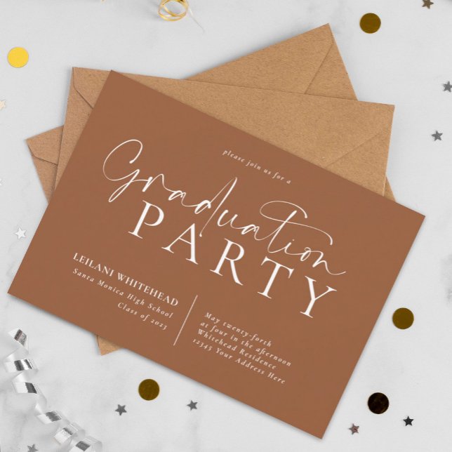 Simple Modern Graduation Party Terracotta Invitation (Creator Uploaded)