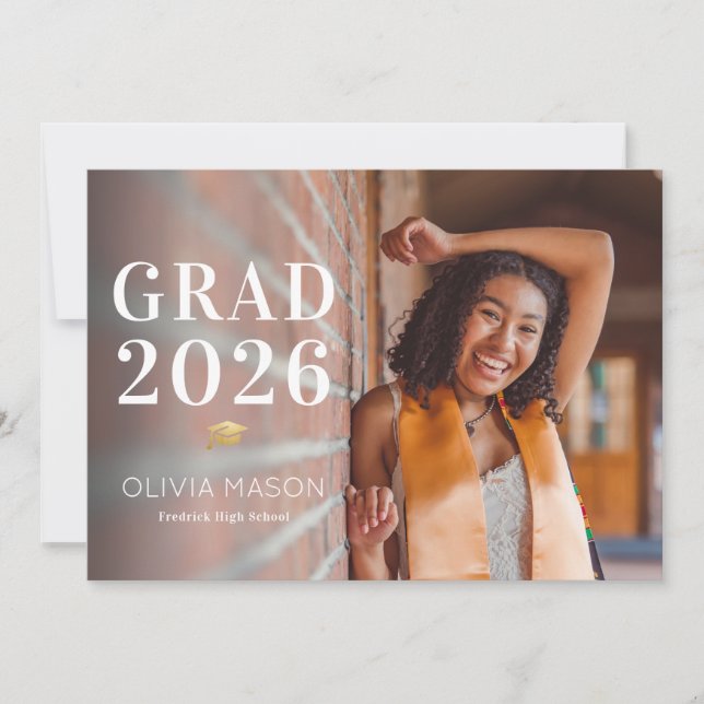 Simple Modern Graduation Photo  Announcement (Front)