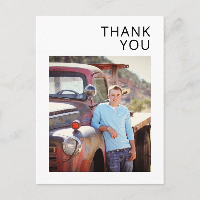 Simple Modern Graduation Photo Thank You Postcard (Front)