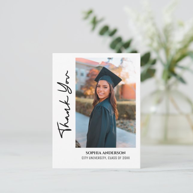 Simple Modern Graduation Thank You Postcard (Standing Front)