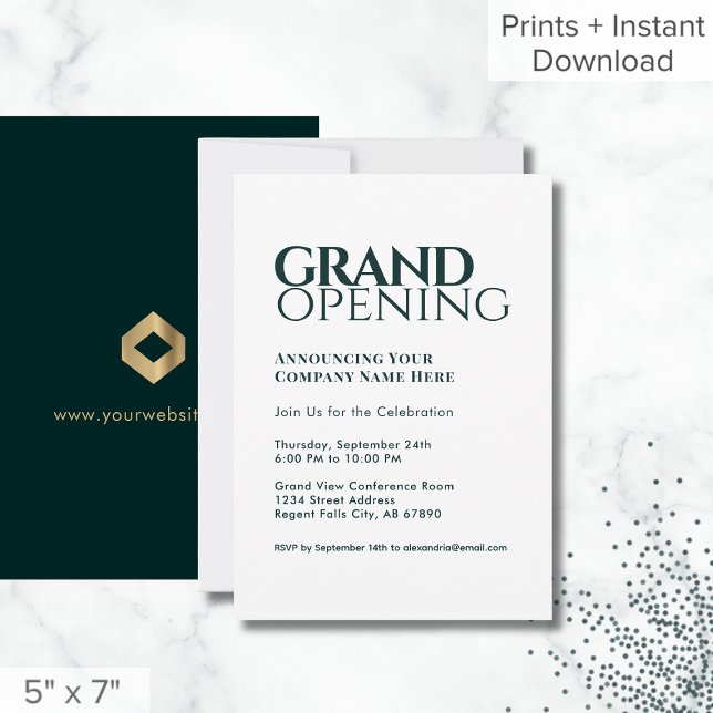 Simple Modern Grand Opening Invitation Dark Green (Creator Uploaded)