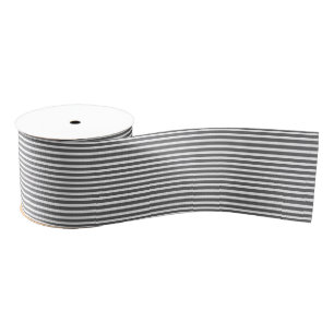 Simple Modern Gray and White Striped Minimalist  Grosgrain Ribbon