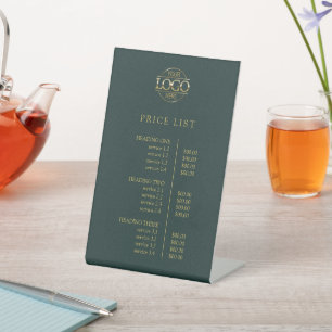 Simple Modern Green Business Logo Menu Price List Pedestal Sign