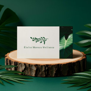 Simple Modern Green Leaf Botanical Spa Wellness  Business Card