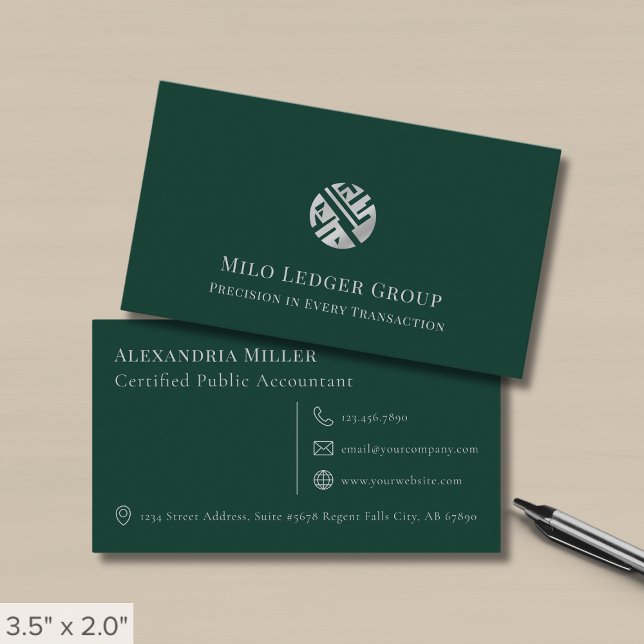Simple Modern Green Luxury Logo Business Card (Creator Uploaded)