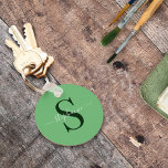 Simple Modern Green Monogram Initial First Name Key Ring<br><div class="desc">A simple and modern green design where you can add your first name and initial.</div>