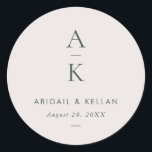 Simple Modern Green Monogram Mix Match Wedding Classic Round Sticker<br><div class="desc">Simple Modern Green Monogram Mix Match Wedding Classic Round Sticker features modern type pairings in soft,  modern earth tones.</div>