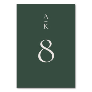Simple Modern Green Monogram Mix Match Wedding Table Number