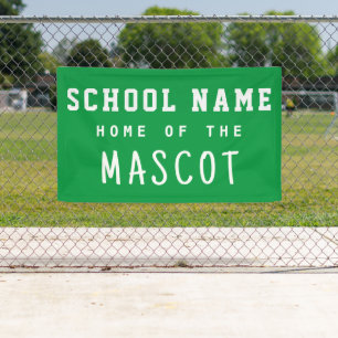 Simple Modern Green School Name Home of the Mascot Banner