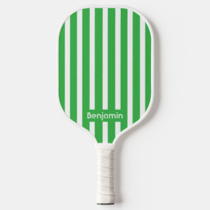 Simple Modern Green Stripe Custom Text Pickleball Paddle