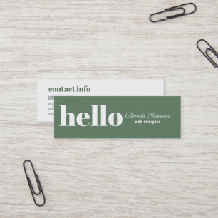 Simple Modern Green & White Background Mini Business Card