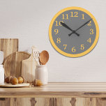 Simple Modern Grey And Yellow Decor Kitchen Round Clock<br><div class="desc">A simple and modern yellow and grey kitchen clock to match your Kitchen decor.</div>