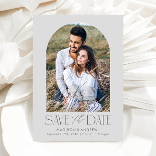 Simple Modern Grey Arch Photo Save The Date