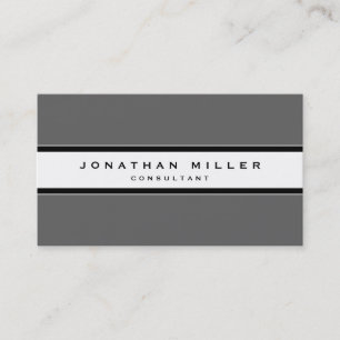 Simple Modern Grey Black & White Stripe Business Card