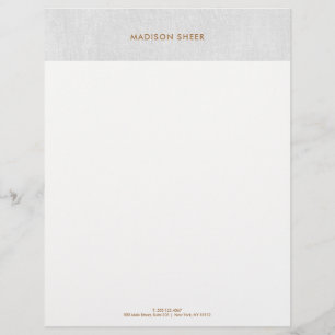 Simple Modern Grey Linen, Minimalist Professional Custom Letterhead