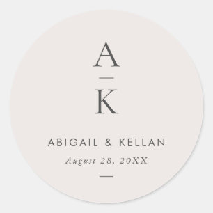 Simple Modern Grey Monogram Mix Match Wedding Classic Round Sticker