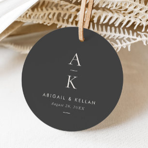 Simple Modern Grey Monogram Mix Match Wedding Favour Tags