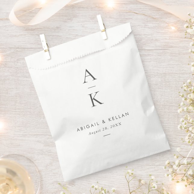 Simple Modern Grey Monogram Wedding Favour Bags (Clipped)