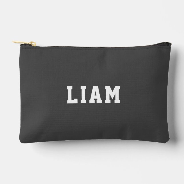 Simple Modern Grey Personalised  Accessory Pouch (Front)