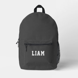Simple Modern Grey Personalised Printed Backpack