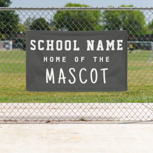 Simple Modern Grey School Name Home of the Mascot Banner