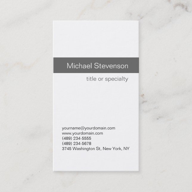 Simple Modern Grey White Consultant Business Card (Front)