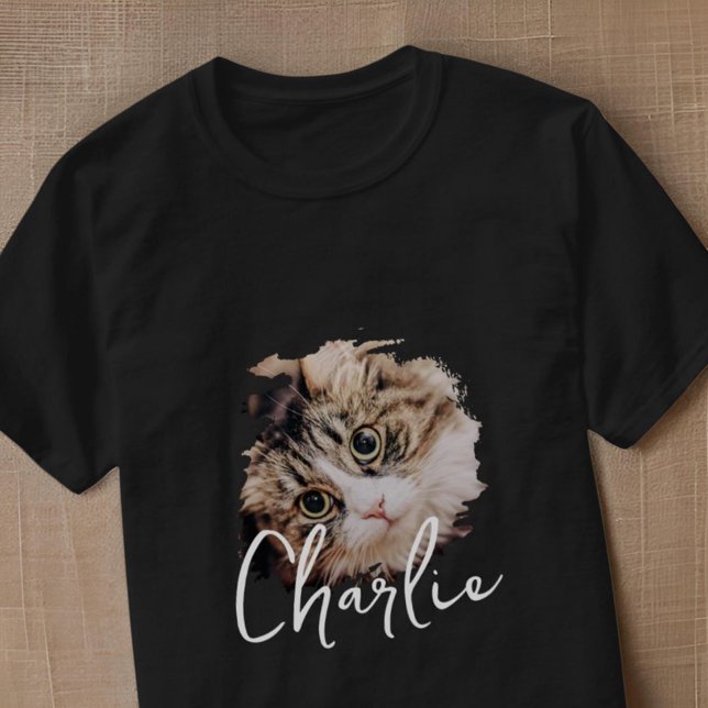 Simple Modern Grunge Custom Badge Pet Photo Name T-Shirt (Creator Uploaded)