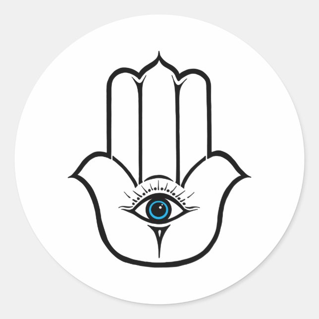 Simple Modern Hamsa Hand of Fatima Classic Round Sticker (Front)