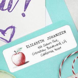 Simple Modern Hand Drawn Red Apple School Teacher