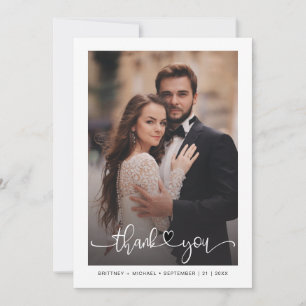 Simple Modern Hand-Lettered Photo Thank You Card
