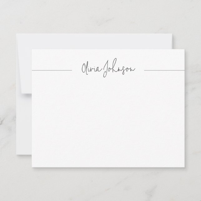 Simple Modern  Hand Lettered White Flat Note Card (Front)