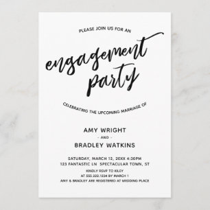 Simple, Modern Handwriting Engagement Party Invitation